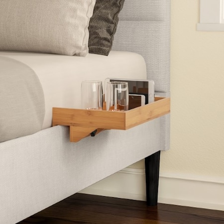 Hastings Home Bedside Shelf Bamboo Modern Clamp-on Floating Nightstand and Bedroom Accessories Tray for Home 188735DKT